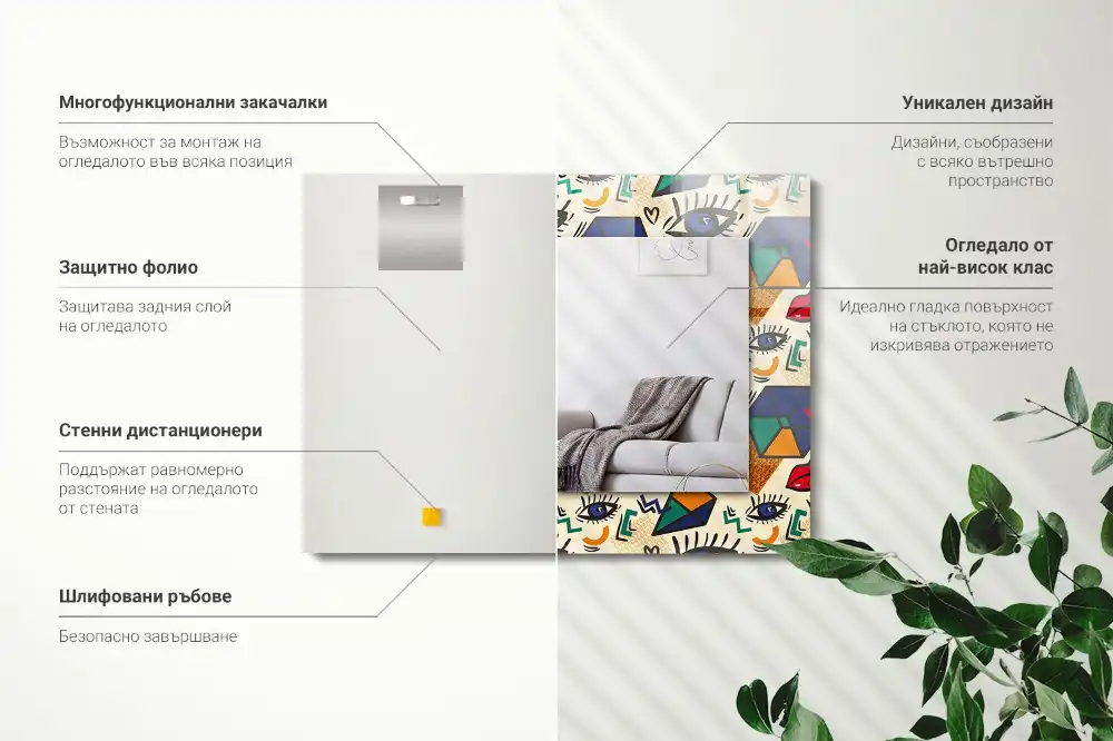 Obdĺžnikové dekoračné zrkadlo Tvary očí a úst