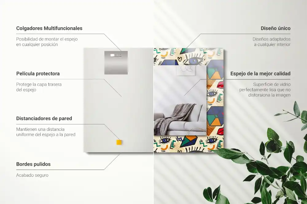 Obdĺžnikové dekoračné zrkadlo Tvary očí a úst