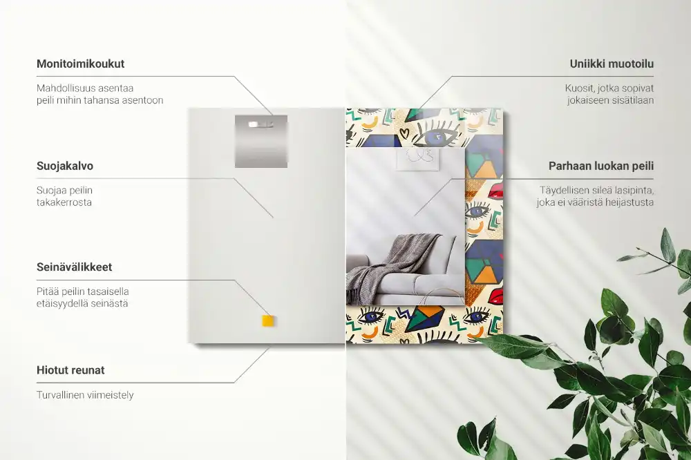 Obdĺžnikové dekoračné zrkadlo Tvary očí a úst