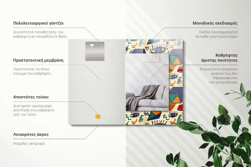 Obdĺžnikové dekoračné zrkadlo Tvary očí a úst