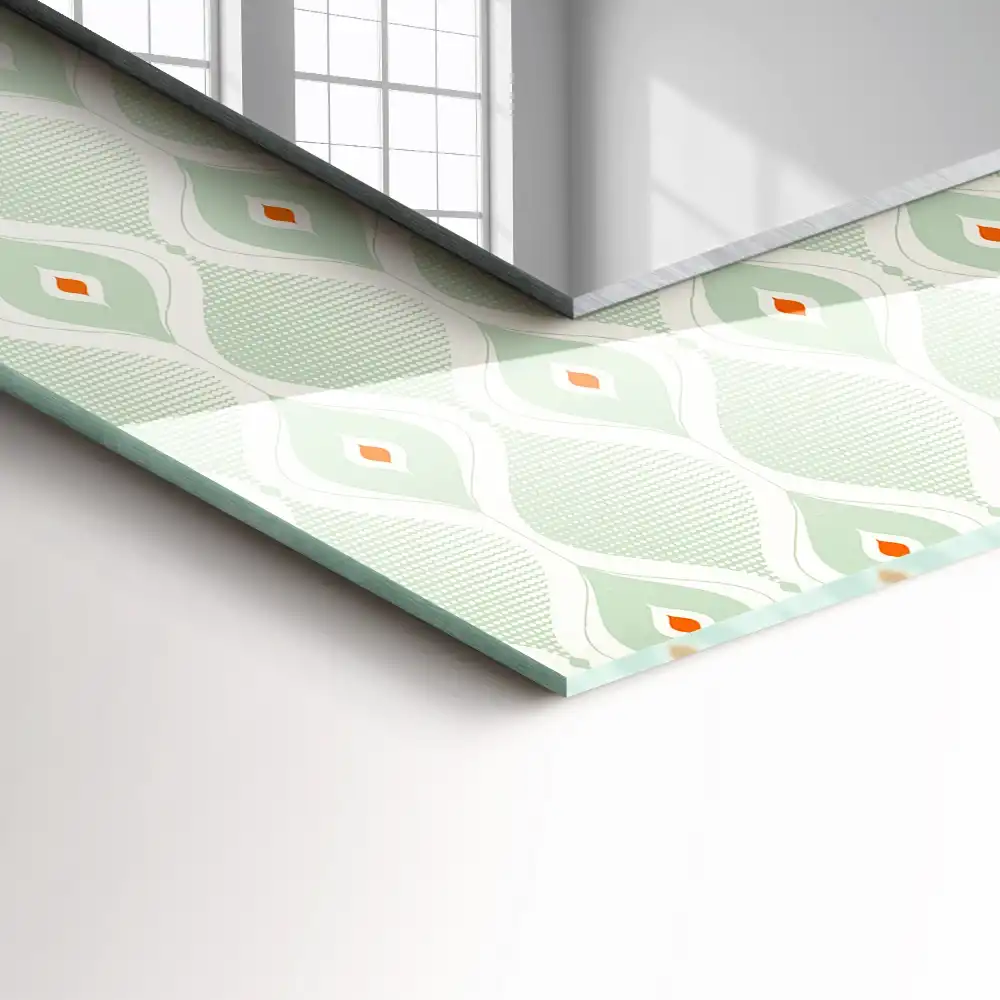 Obdĺžnikové zrkadlo s motívom Zelený geometrický vzor