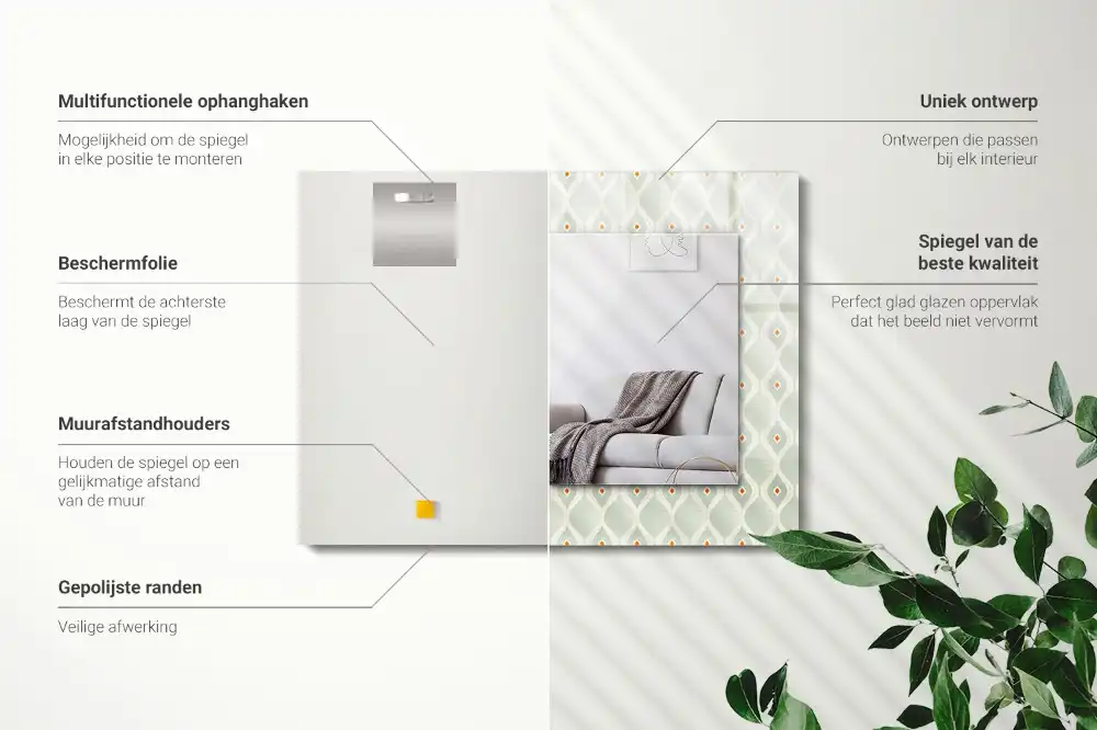 Obdĺžnikové zrkadlo s motívom Zelený geometrický vzor