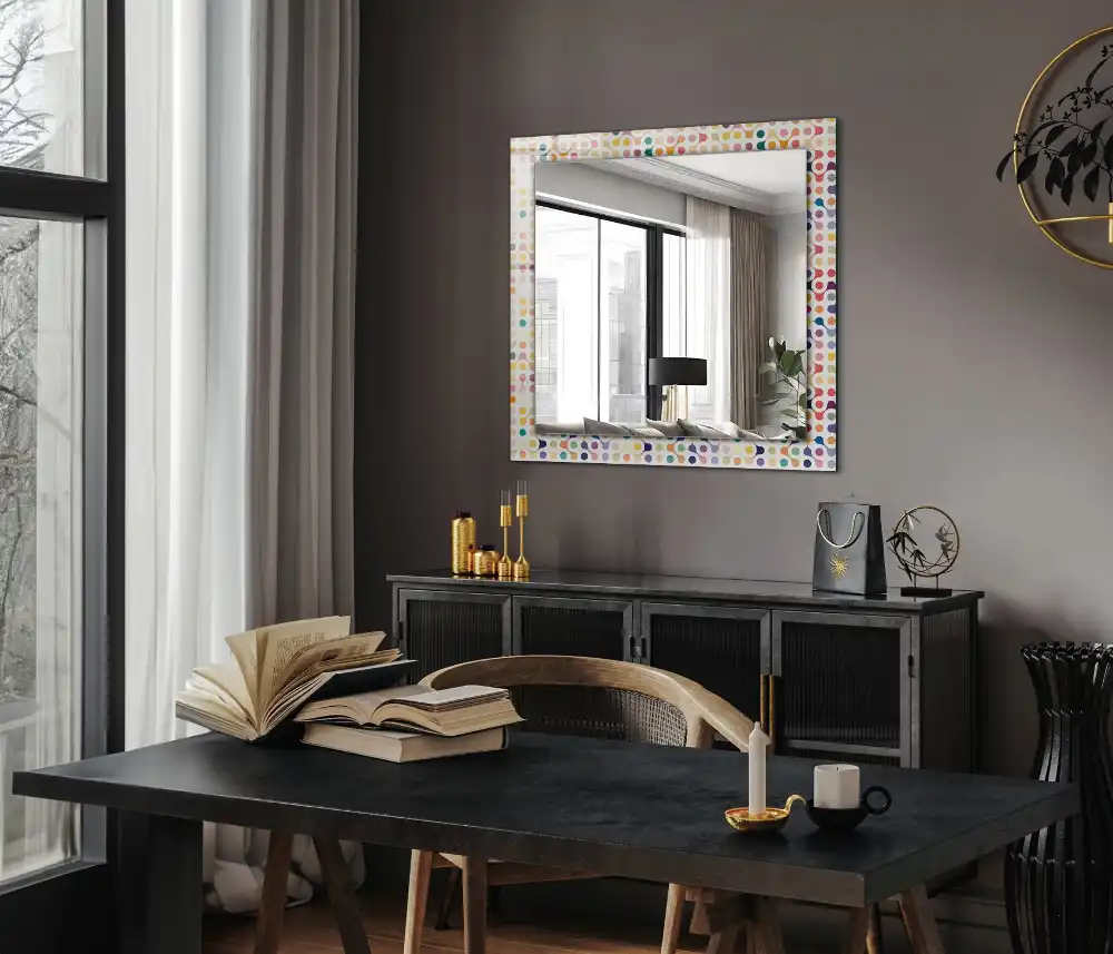 Obdĺžnikové ozdobné zrkadlo Farebný geometrický vzor