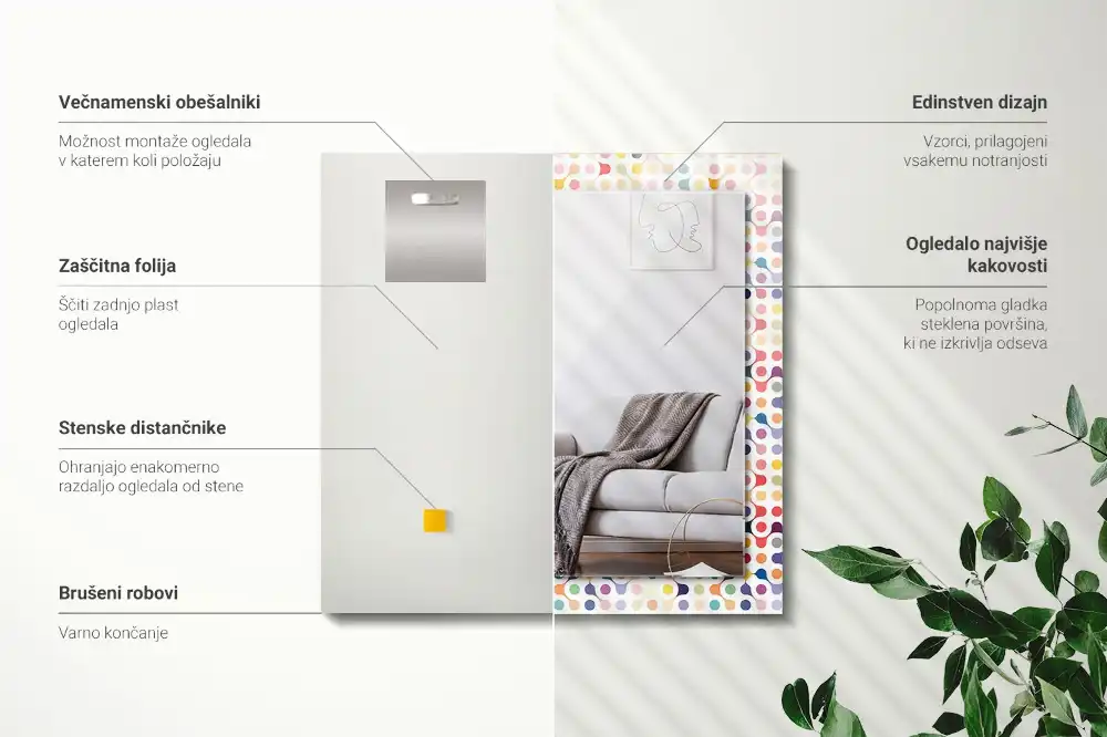 Obdĺžnikové ozdobné zrkadlo Farebný geometrický vzor