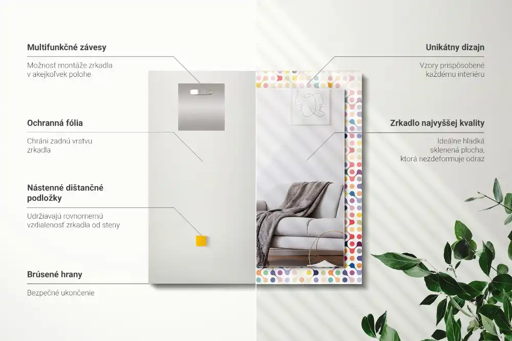 Obdĺžnikové ozdobné zrkadlo Farebný geometrický vzor