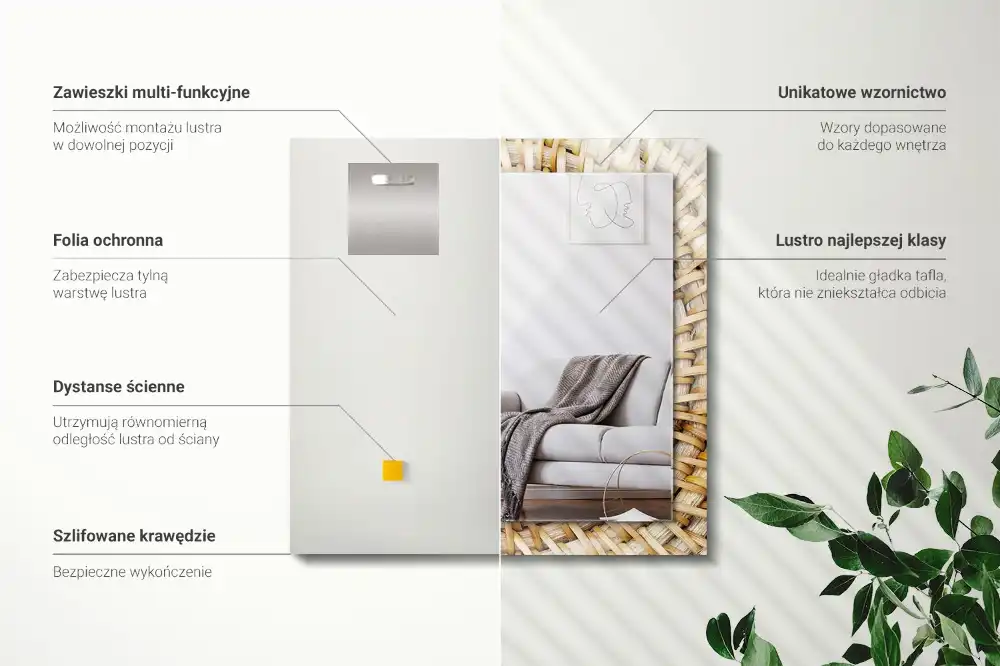 Obdĺžnikové zrkadlo s motívom Prútie