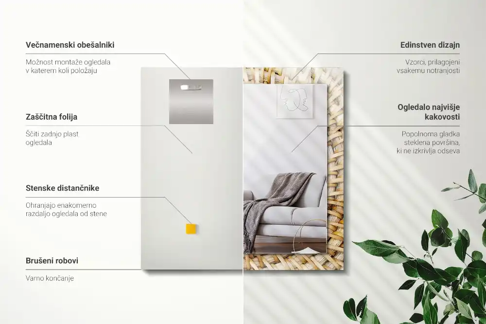 Obdĺžnikové zrkadlo s motívom Prútie