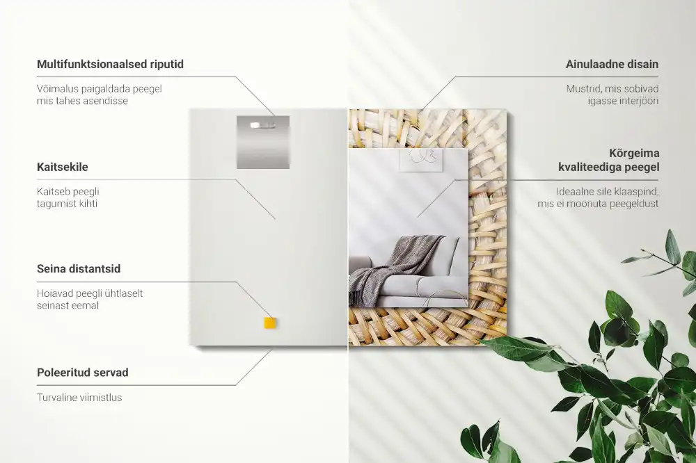 Obdĺžnikové zrkadlo s motívom Prútie