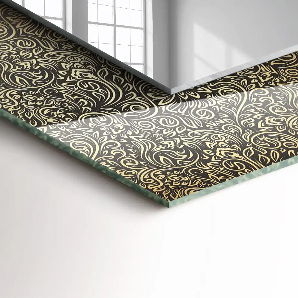 Obdĺžnikové ozdobné zrkadlo Zlatý ornament vzor