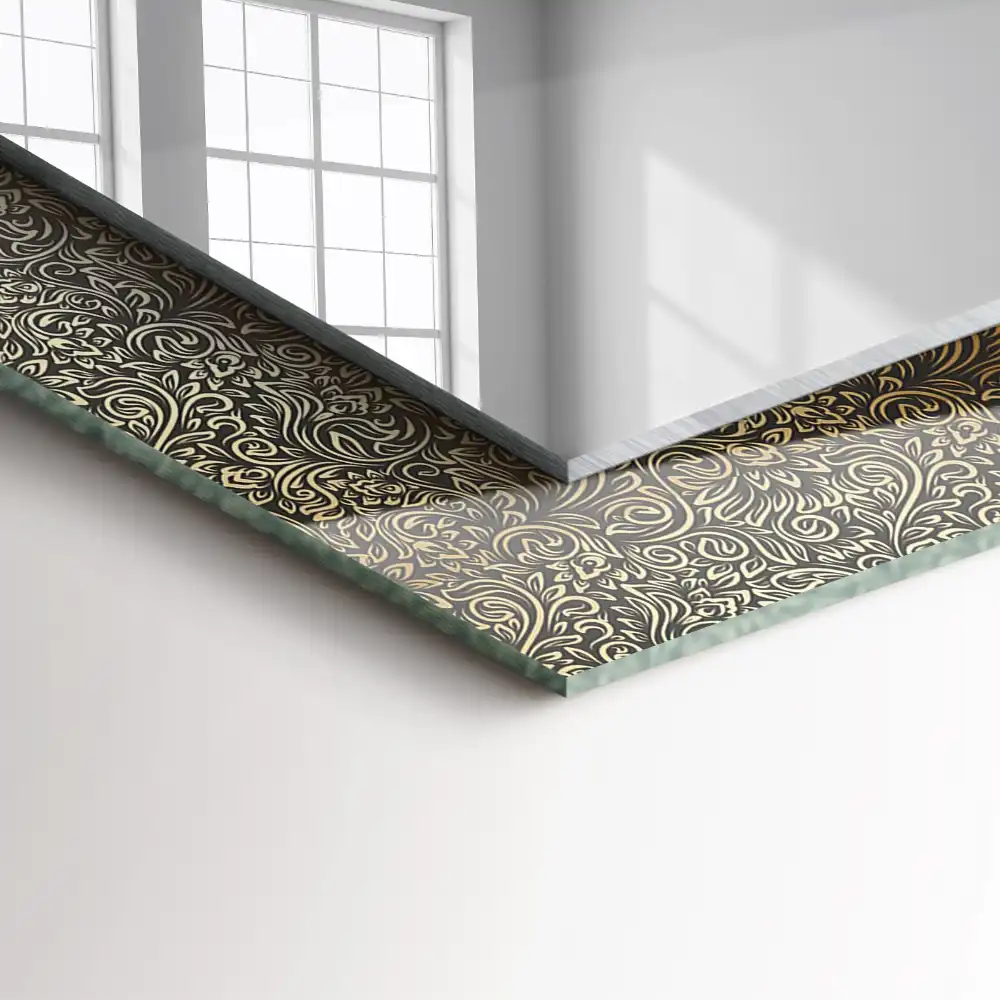 Obdĺžnikové ozdobné zrkadlo Zlatý ornament vzor