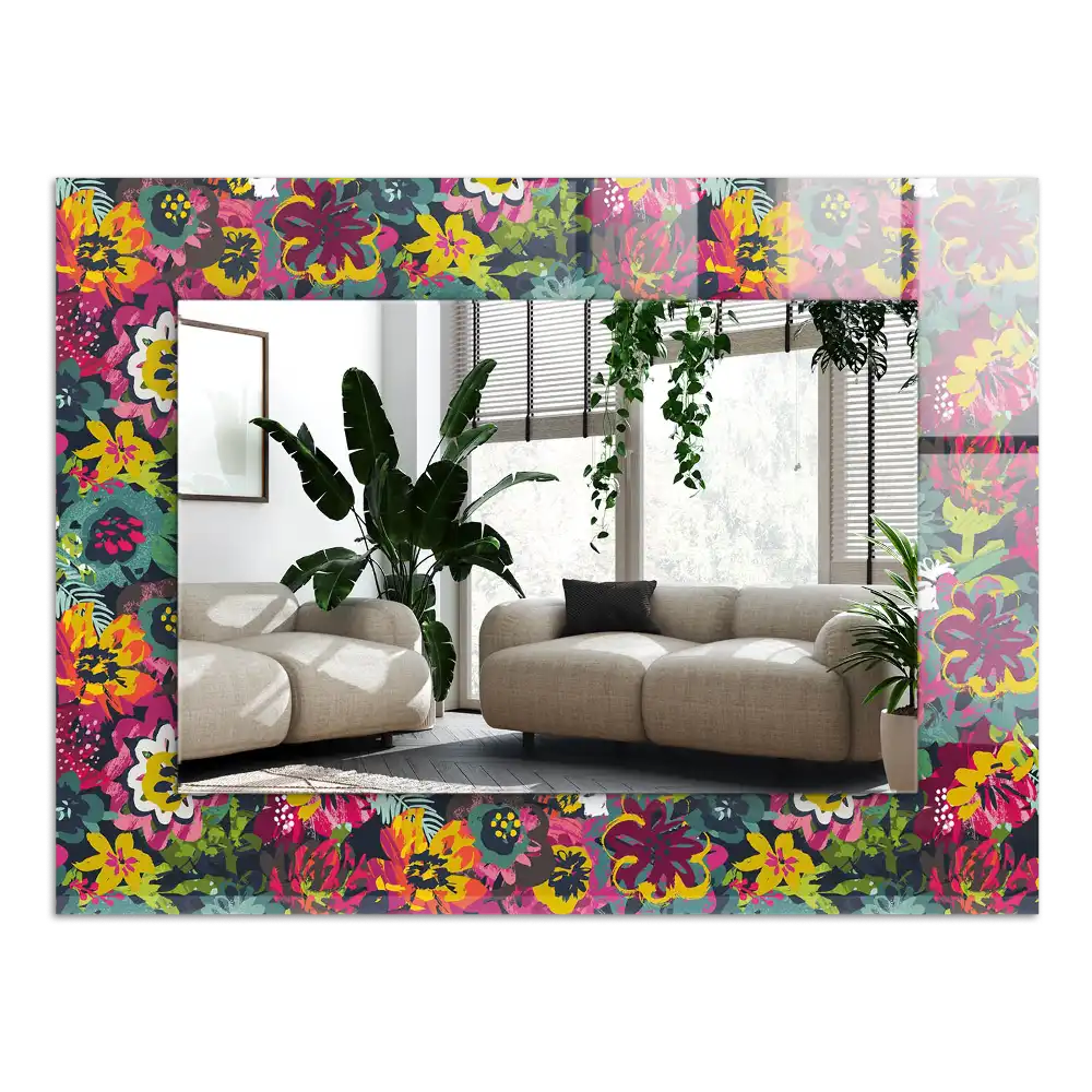 Obdĺžnikové zrkadlo s motívom Farebné kvetinové vzory