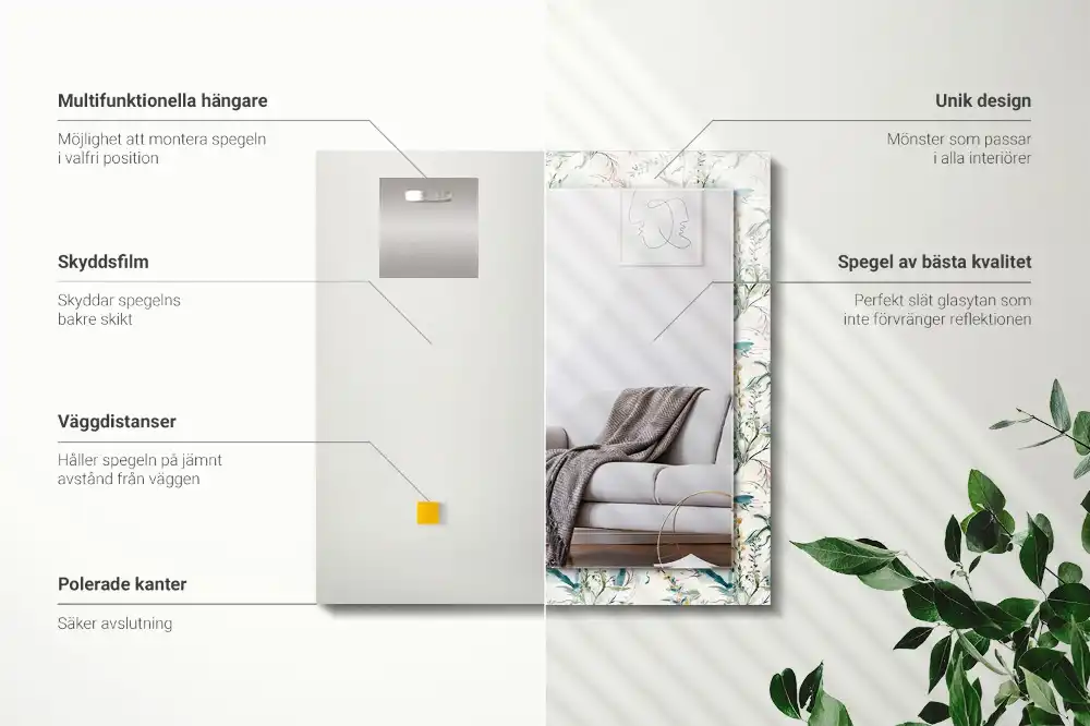 Obdĺžnikové ozdobné zrkadlo Kvetinový akvarelový vzor