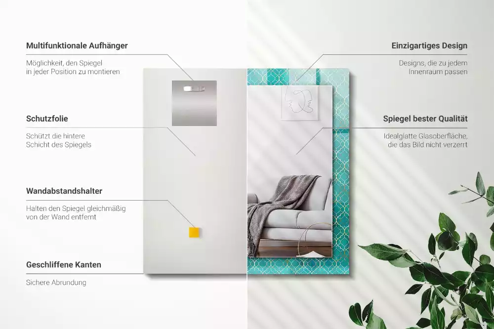 Obdĺžnikové dekoračné zrkadlo Zelený geometrický vzor