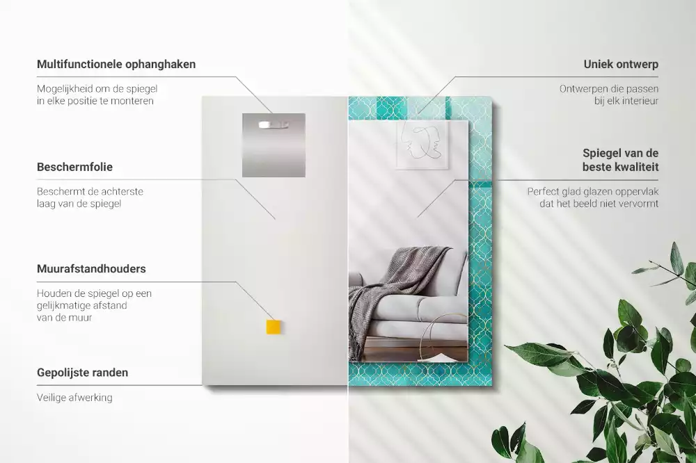 Obdĺžnikové dekoračné zrkadlo Zelený geometrický vzor