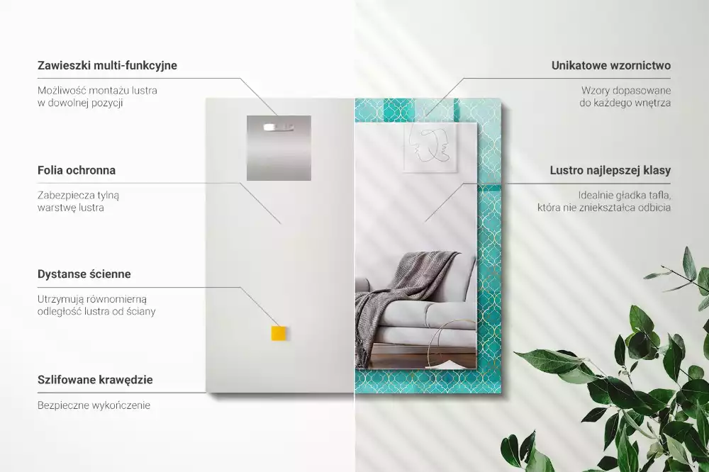 Obdĺžnikové dekoračné zrkadlo Zelený geometrický vzor