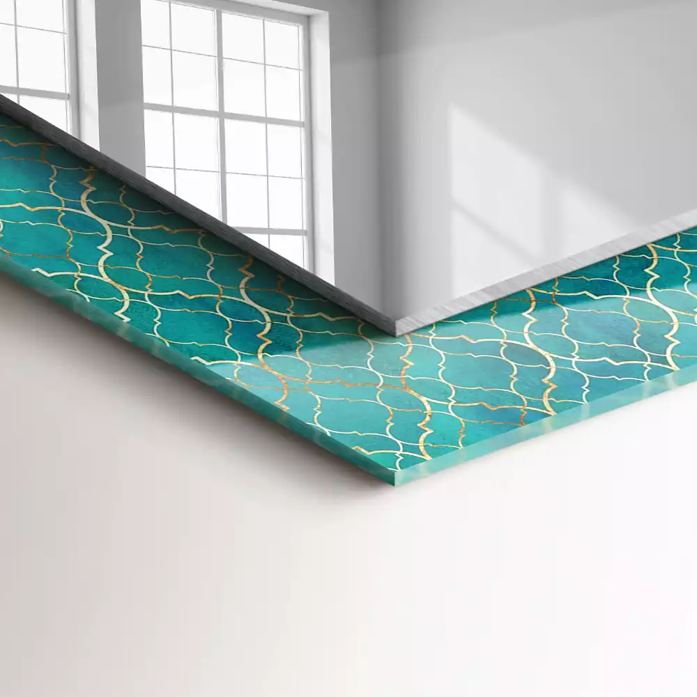 Obdĺžnikové dekoračné zrkadlo Zelený geometrický vzor