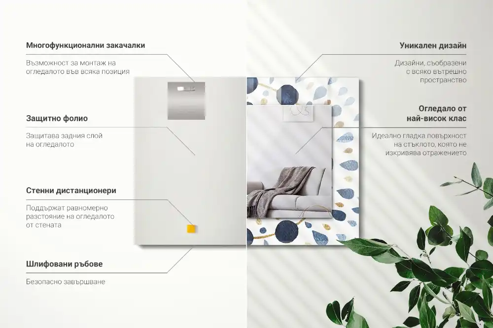 Obdĺžnikové zrkadlo s motívom Abstraktný vzor mandaly