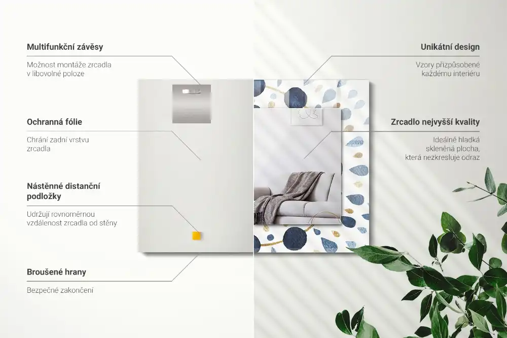 Obdĺžnikové zrkadlo s motívom Abstraktný vzor mandaly