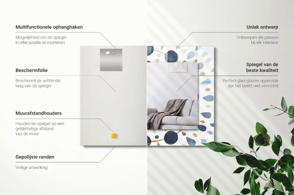 Obdĺžnikové zrkadlo s motívom Abstraktný vzor mandaly