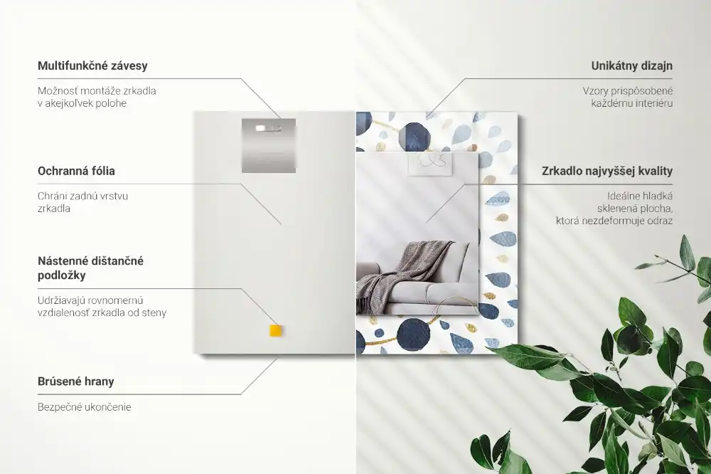 Obdĺžnikové zrkadlo s motívom Abstraktný vzor mandaly