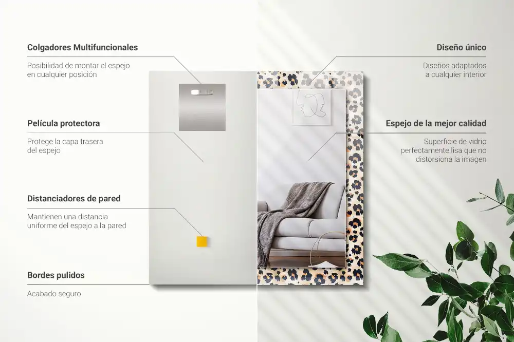 Obdĺžnikové ozdobné zrkadlo Leopardí vzor