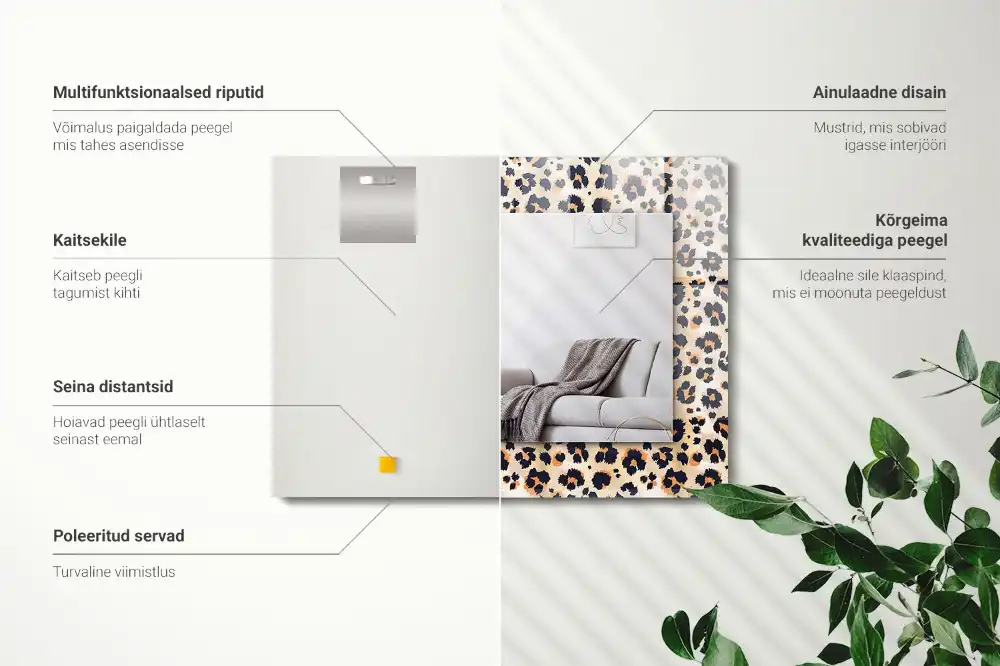 Obdĺžnikové ozdobné zrkadlo Leopardí vzor