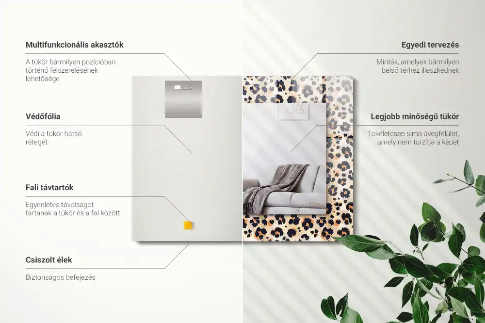 Obdĺžnikové ozdobné zrkadlo Leopardí vzor