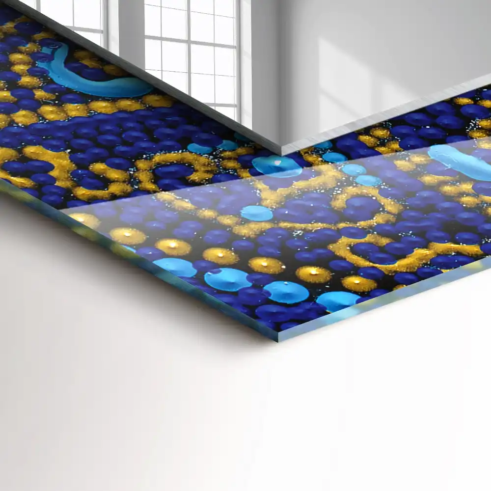 Obdĺžnikové dekoračné zrkadlo Modrá bodkovaná mandala