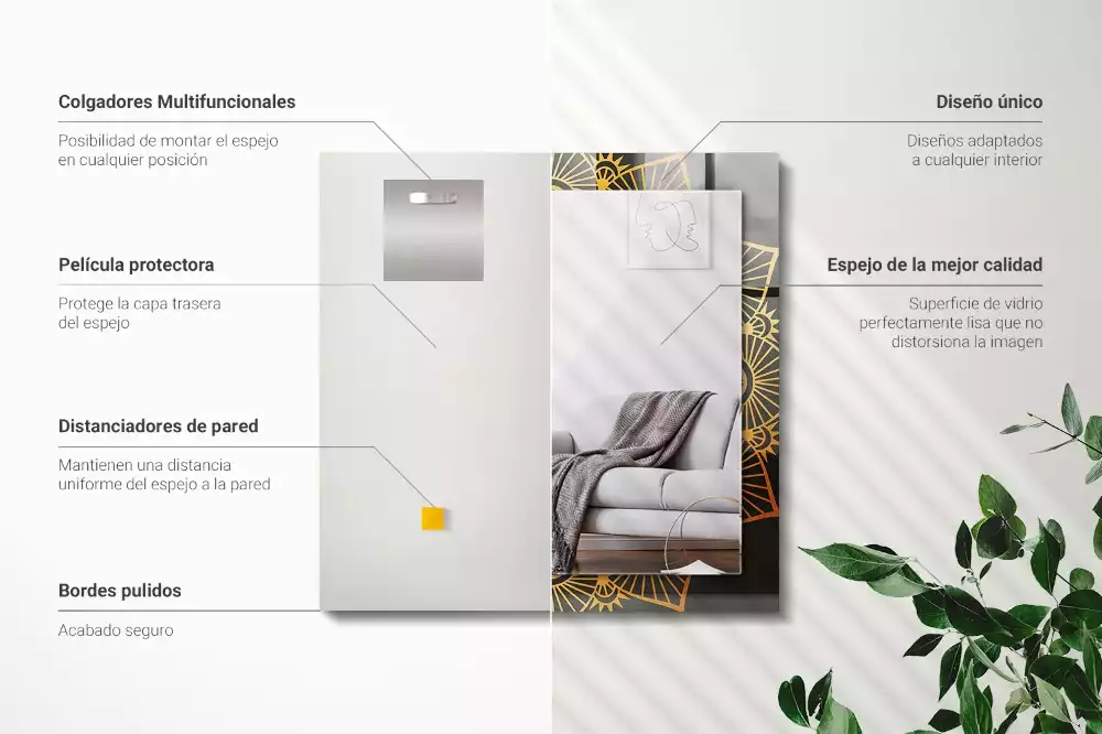 Obdĺžnikové ozdobné zrkadlo vzor mandaly