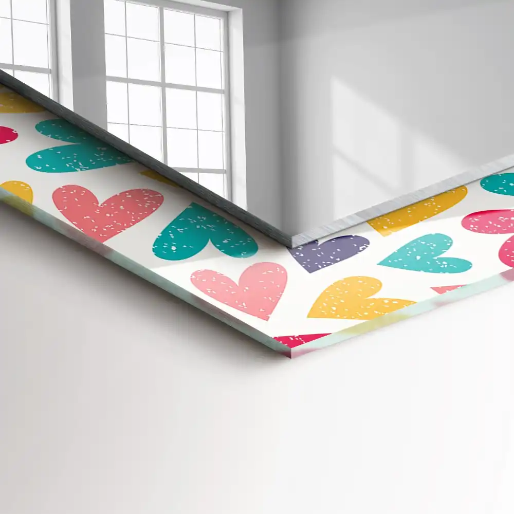 Obdĺžnikové dekoračné zrkadlo Farebný vzor srdiečok