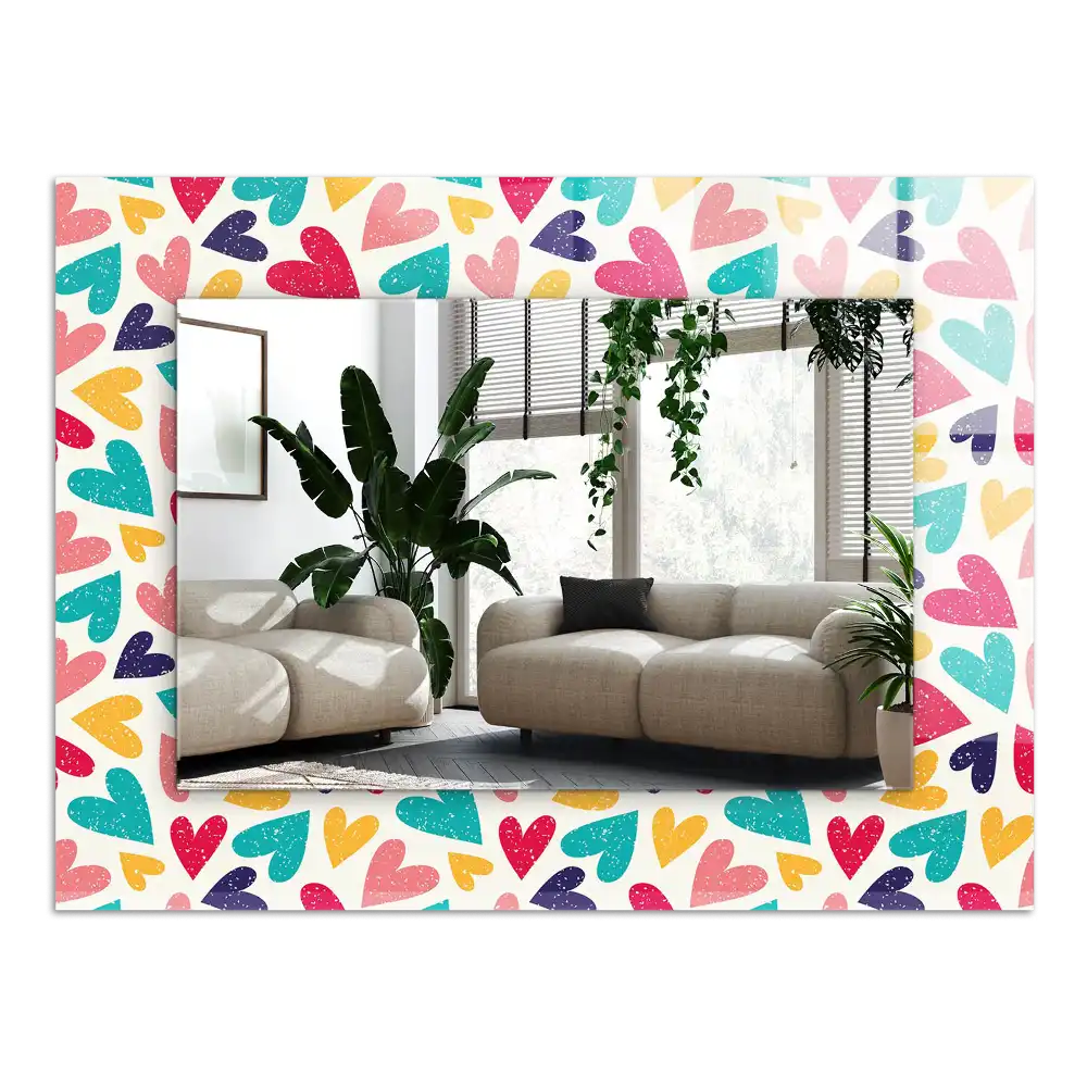 Obdĺžnikové dekoračné zrkadlo Farebný vzor srdiečok