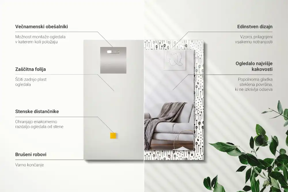 Obdĺžnikové ozdobné zrkadlo Minimalistická príroda