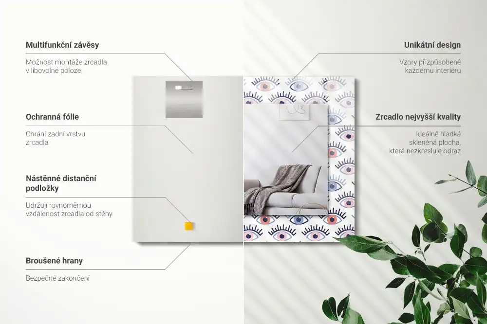 Obdĺžnikové dekoračné zrkadlo Vzor očí