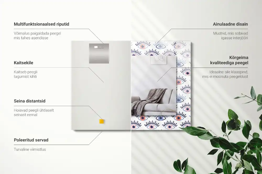 Obdĺžnikové dekoračné zrkadlo Vzor očí