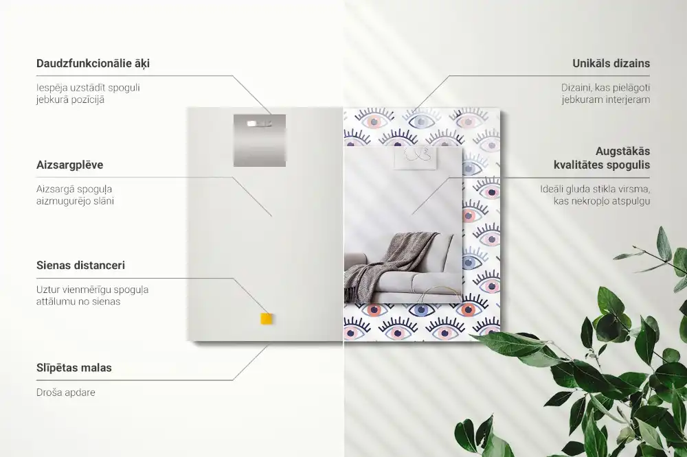 Obdĺžnikové dekoračné zrkadlo Vzor očí