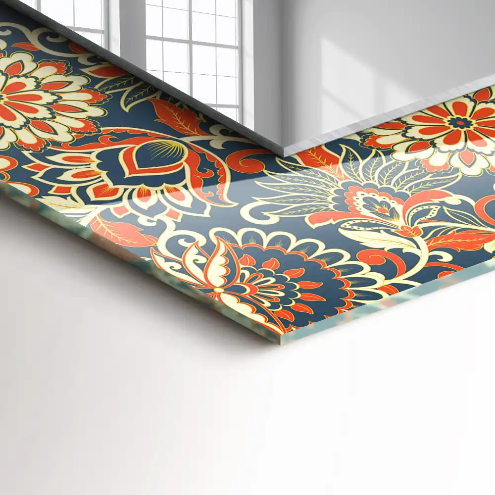 Obdĺžnikové dekoračné zrkadlo Kvetinový vzor tapety