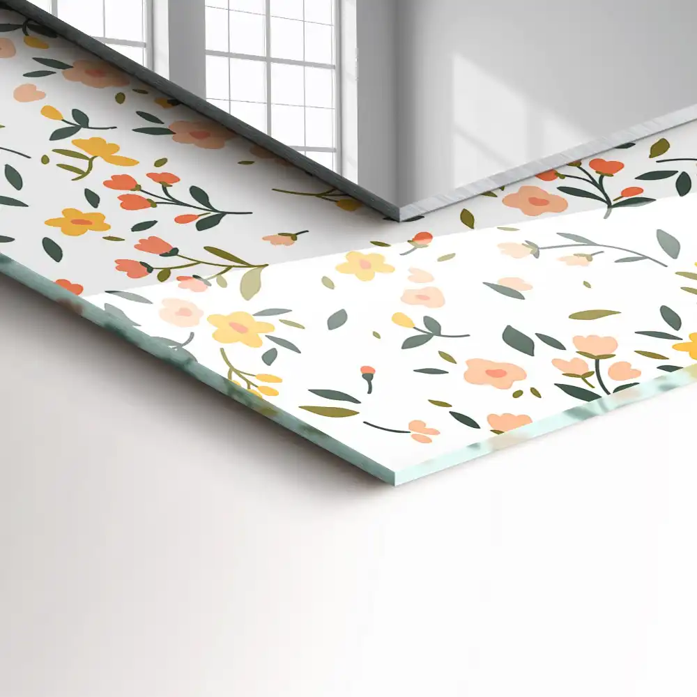 Obdĺžnikové zrkadlo s motívom Kvetinový vzor látky