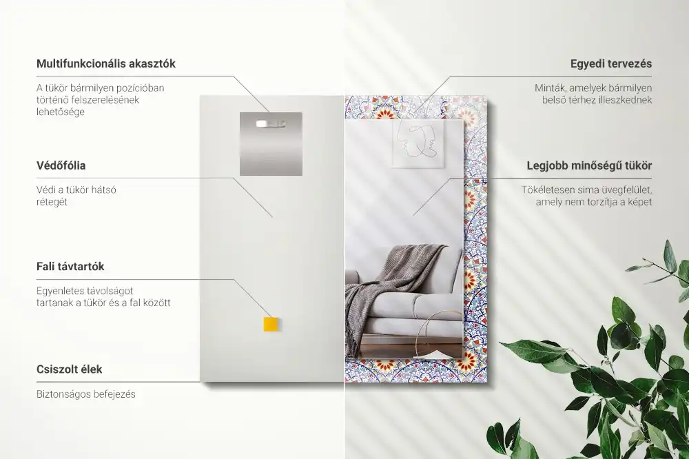 Obdĺžnikové ozdobné zrkadlo Mandaly