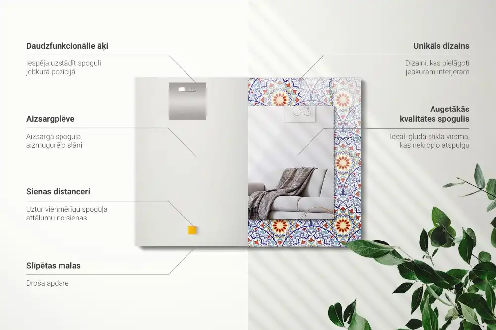 Obdĺžnikové ozdobné zrkadlo Mandaly