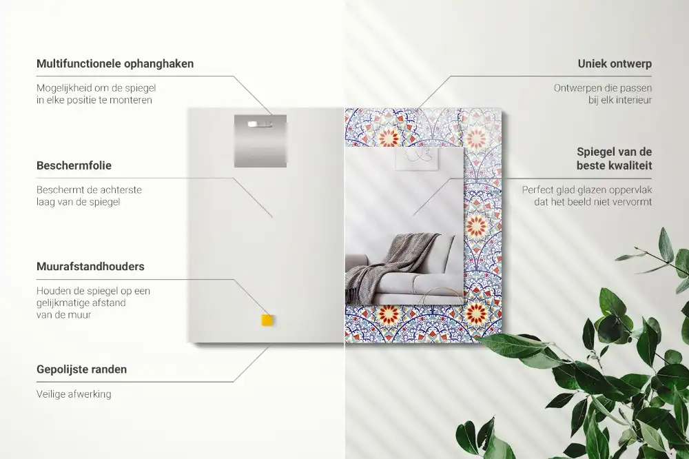 Obdĺžnikové ozdobné zrkadlo Mandaly