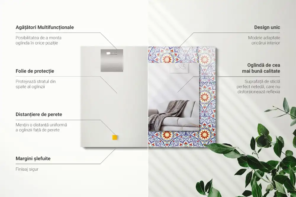 Obdĺžnikové ozdobné zrkadlo Mandaly