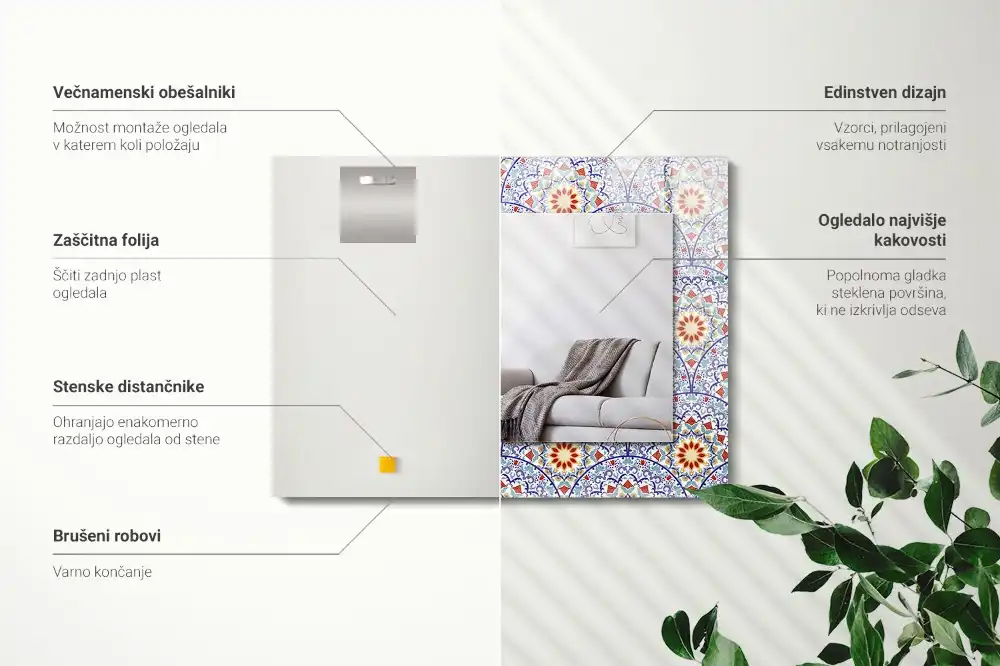 Obdĺžnikové ozdobné zrkadlo Mandaly
