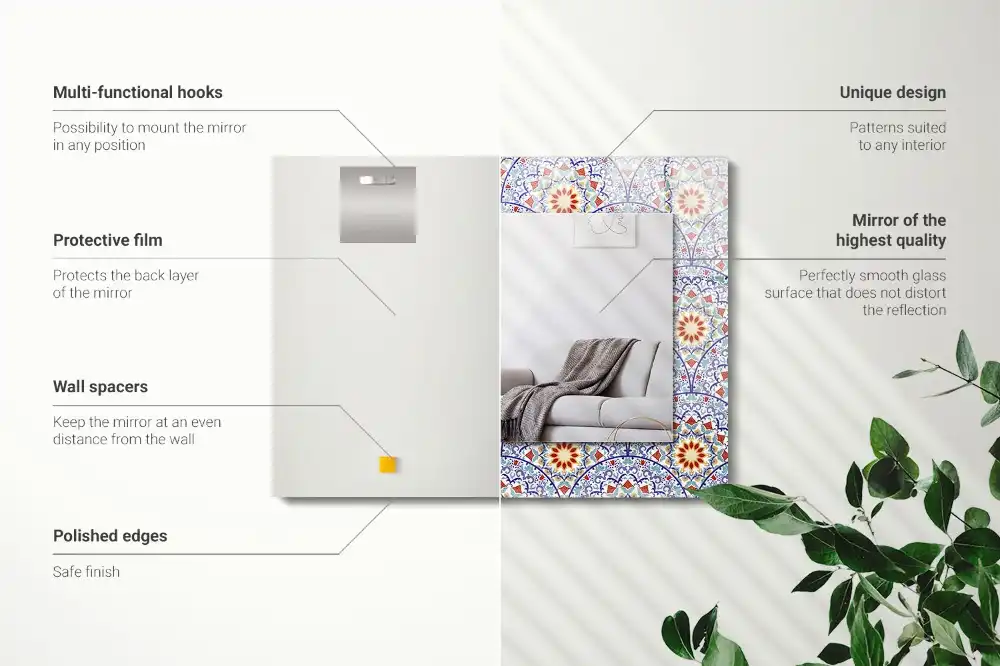 Obdĺžnikové ozdobné zrkadlo Mandaly