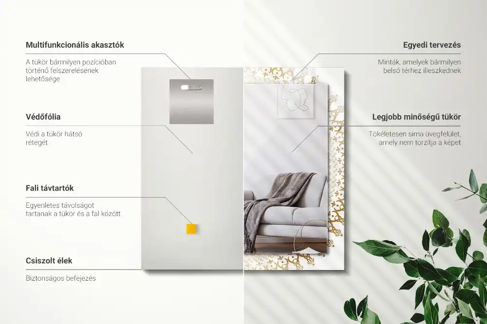 Obdĺžnikové dekoračné zrkadlo vzor mandaly