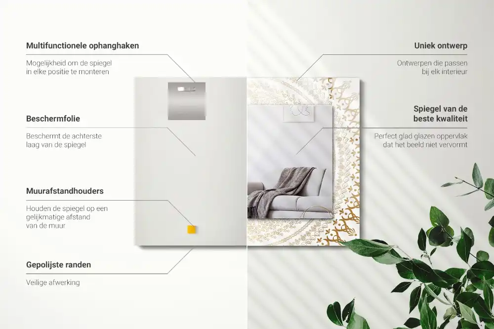 Obdĺžnikové dekoračné zrkadlo vzor mandaly