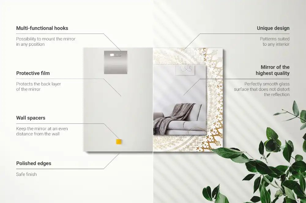 Obdĺžnikové dekoračné zrkadlo vzor mandaly