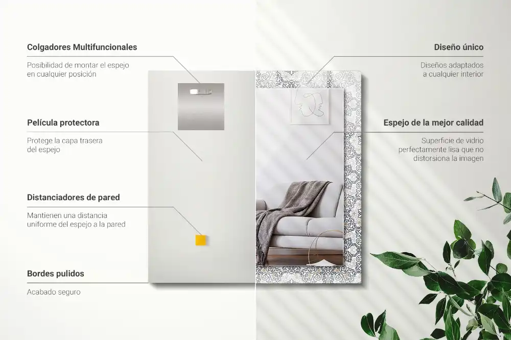 Obdĺžnikové dekoračné zrkadlo Ornamentálny vzor