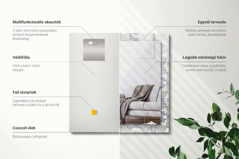 Obdĺžnikové dekoračné zrkadlo Ornamentálny vzor