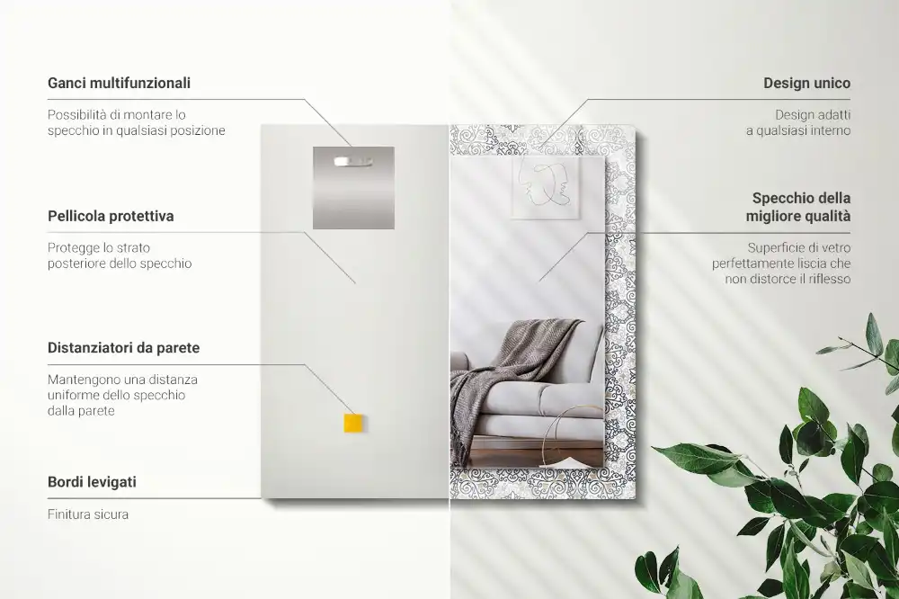 Obdĺžnikové dekoračné zrkadlo Ornamentálny vzor