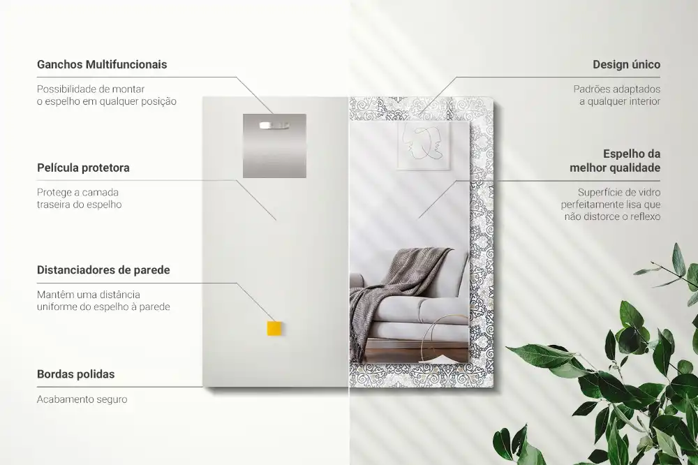 Obdĺžnikové dekoračné zrkadlo Ornamentálny vzor